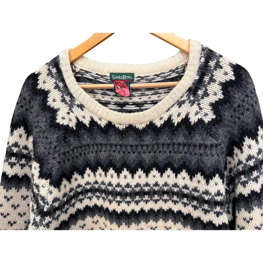 Vintage Savile Row Wool Sweater Fair Isle Cabin Core Dark Academia Nordic